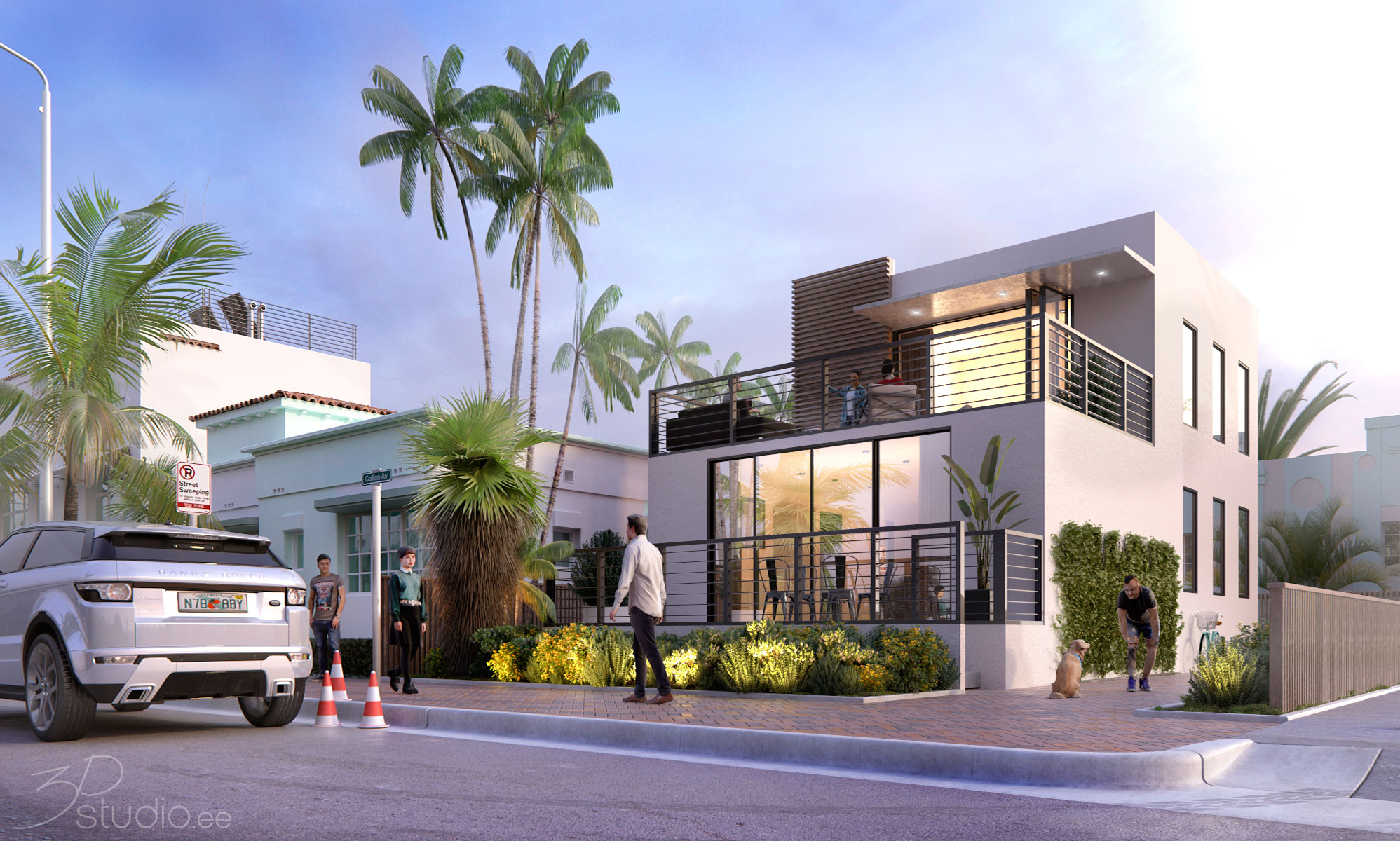 3d visualisation, florida, beach house, exterior 3d