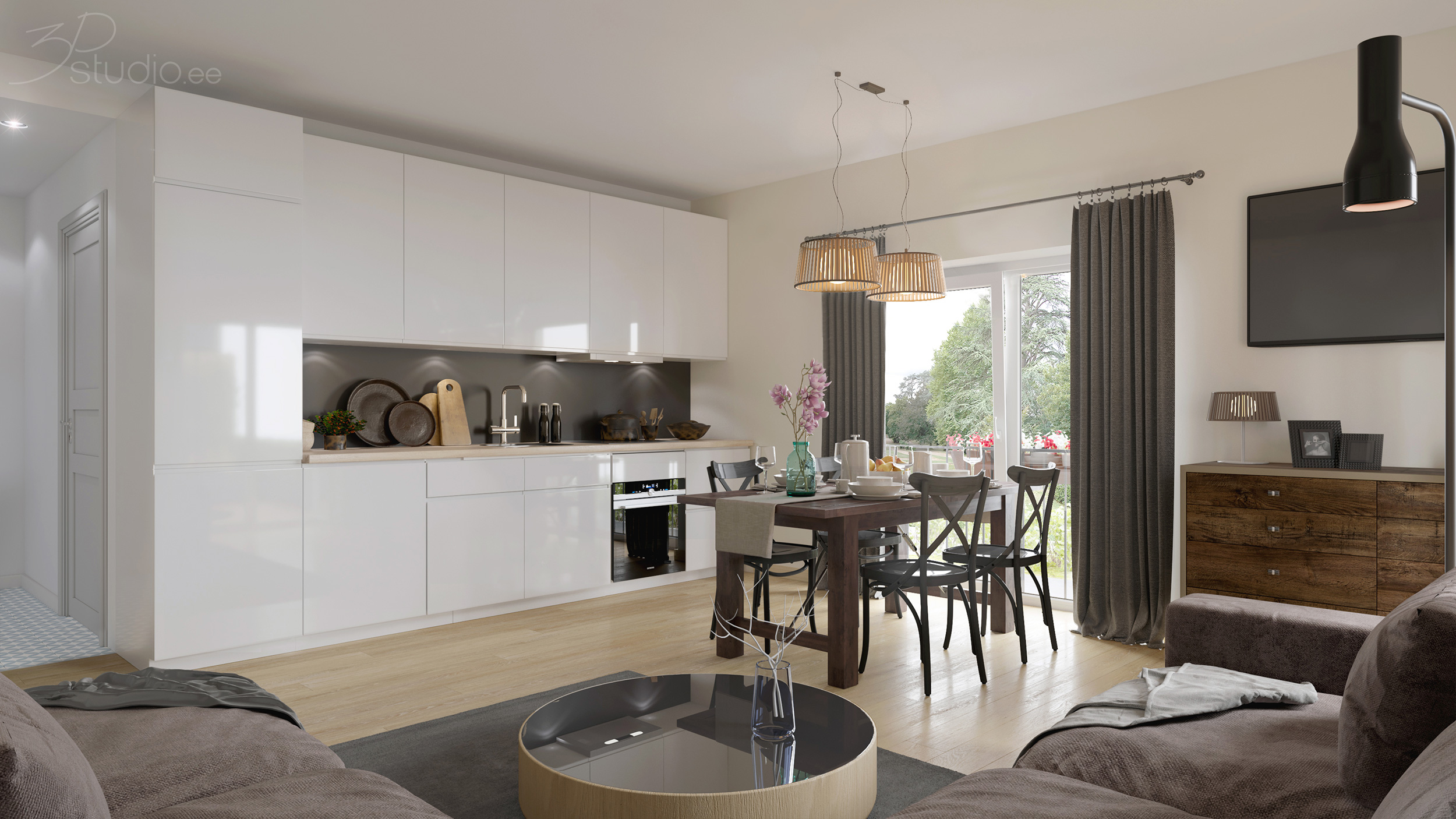 3D, bilder, rendering, Innenarchitektur, Verkaufsbilder